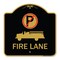 Signmission Fire Lane W/ No Parking & Graphic, Black & Gold Aluminum Sign, 18" x 18", BG-1818-24017 A-DES-BG-1818-24017 - alternate 1